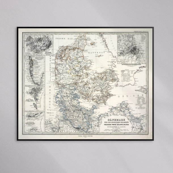 Danmark og kolonierne 1880 - Historisk landkort