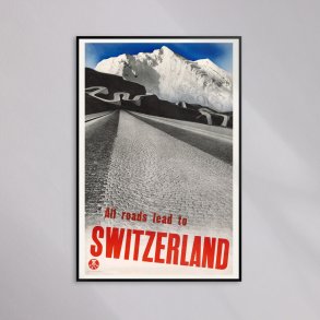 All Roads Lead to Switzerland - Vintage rejseplakat