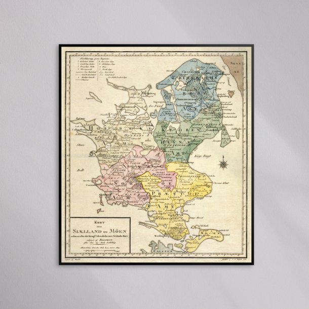 Sj�lland og M�n - Historisk landkort