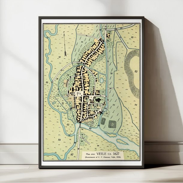 Vejle ca. 1627 - Historisk bykort