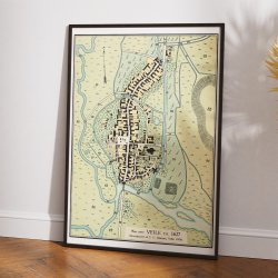 Vejle ca. 1627 - Historisk bykort