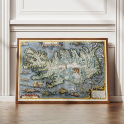 Islandia 1595 - Historisk kort over Island