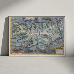 Islandia 1595 - Historisk kort over Island