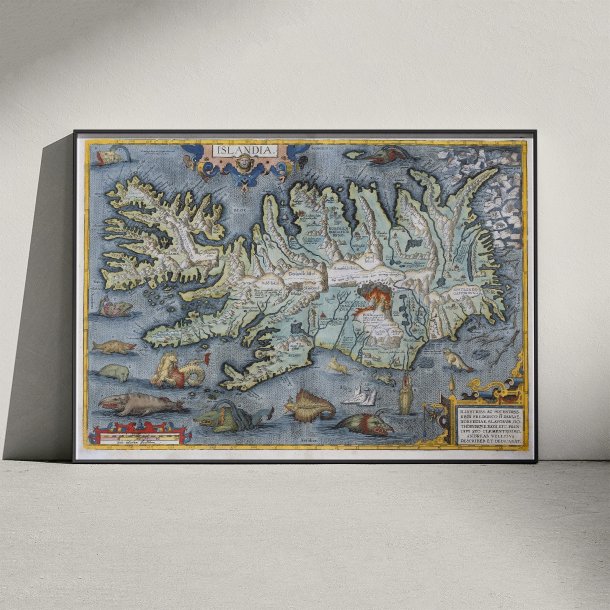 Islandia 1595 - Historisk kort over Island