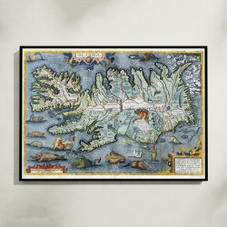 Islandia 1595 - Historisk kort over Island