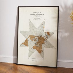 Weltkarte Star - Verdenskort i nordpolar stjerneprojektion