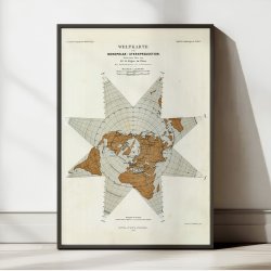 Weltkarte Star - Verdenskort i nordpolar stjerneprojektion