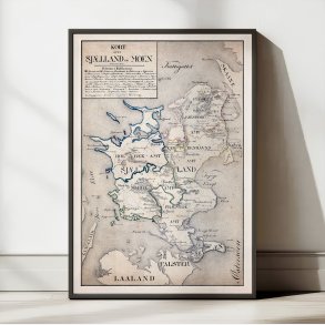 Sj�lland og M�n - Geografisk skolekort fra 1820
