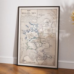 Sj�lland og M�n - Geografisk skolekort fra 1820
