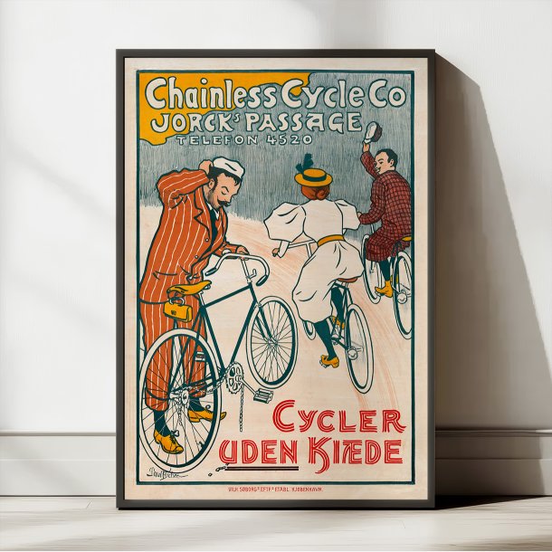 Chainless Cycle Co. - Cykelreklame af Paul Fischer fra 1895