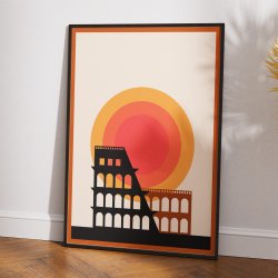 Colosseum ved solnedgang - Rejseplakat med Rom