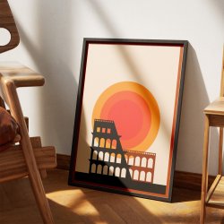 Colosseum ved solnedgang - Rejseplakat med Rom