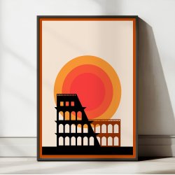 Colosseum ved solnedgang - Rejseplakat med Rom