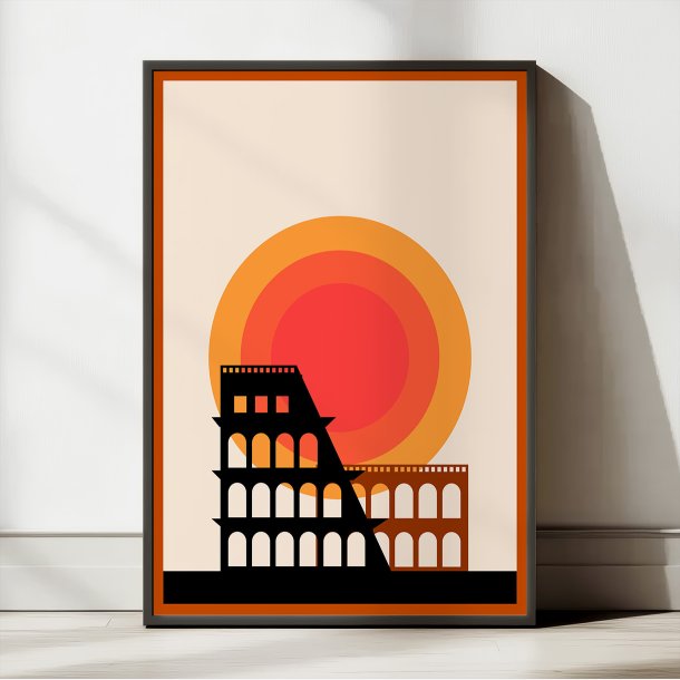 Colosseum ved solnedgang - Rejseplakat med Rom