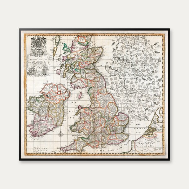 Kort over England, Skotland og Irland fra 1687