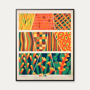 Ti geometriske og botaniske kompositioner - Art Deco plakat fra 1928
