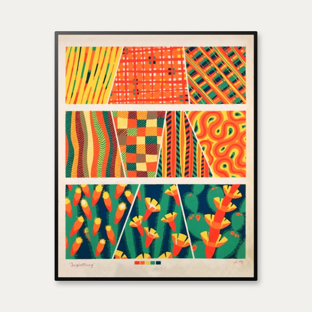 Ti geometriske og botaniske kompositioner - Art Deco plakat fra 1928