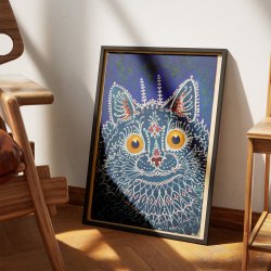 Kat i gotisk stil - Illustration af Louis Wain