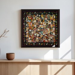 Crazy Quilt med dyr - Patchworkkunst af Florence Elizabeth Marvin