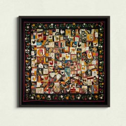 Crazy Quilt med dyr - Patchworkkunst af Florence Elizabeth Marvin