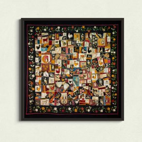 Crazy Quilt med dyr - Patchworkkunst af Florence Elizabeth Marvin