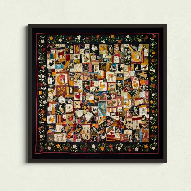 Crazy Quilt med dyr - Patchworkkunst af Florence Elizabeth Marvin