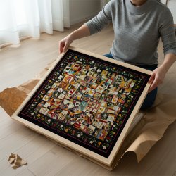 Crazy Quilt med dyr - Patchworkkunst af Florence Elizabeth Marvin