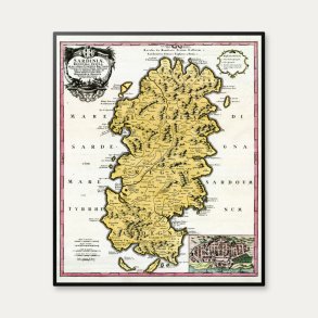 Kongeriget Sardinien - Historisk kort fra 1734