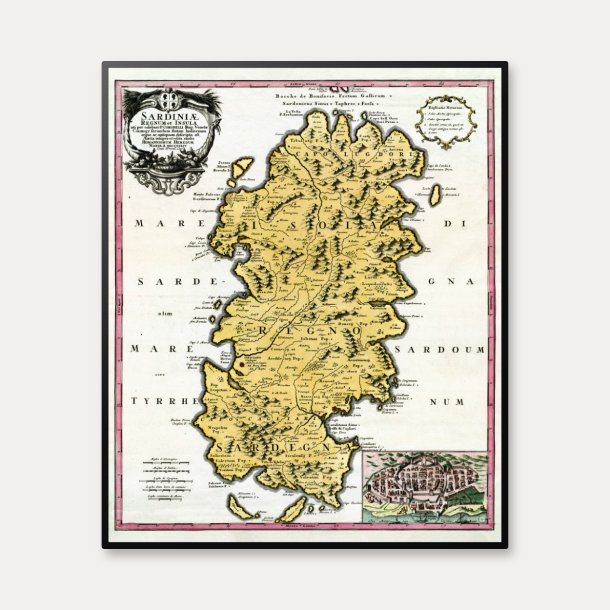Kongeriget Sardinien - Historisk kort fra 1734