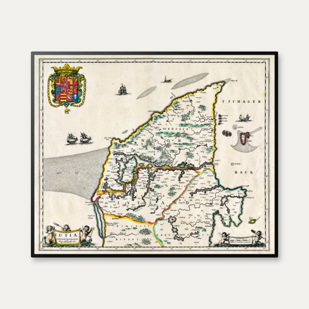 Nordjyllands stifter 1680 - Historisk kort af Hugo Allard
