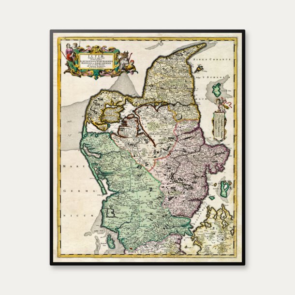 Jyllands fire stifter 1680 - Historisk kort af Frederik de Wit