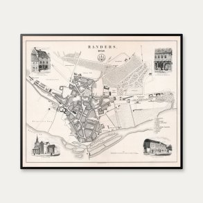 Randers 1858 - Historisk bykort med prospekter