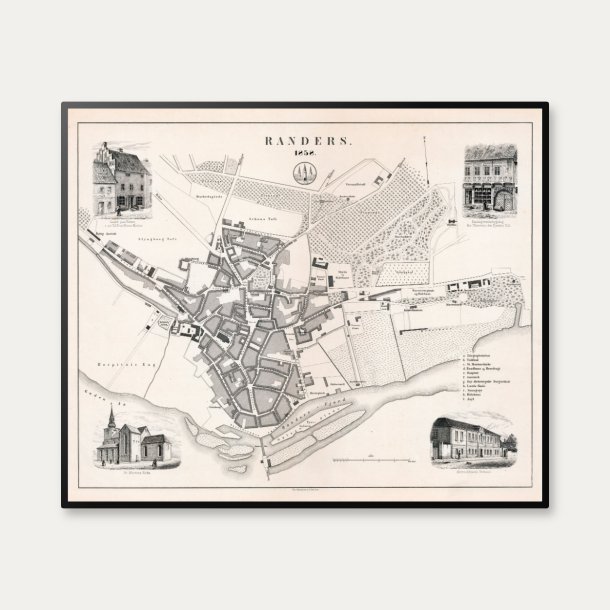 Randers 1858 - Historisk bykort med prospekter