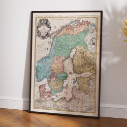 Nordens kroner 1696 - Historisk kort over Danmark, Sverige og Norge