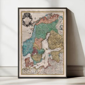 Nordens kroner 1696 - Historisk kort over Danmark, Sverige og Norge