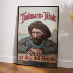 Tiedemanns Tobak 1920 - Norsk reklameplakat med fiskere