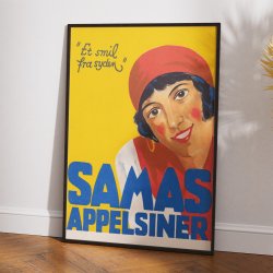 Et smil fra syden 1930 - Reklameplakat for Samas appelsiner