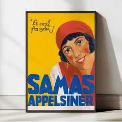Et smil fra syden 1930 - Reklameplakat for Samas appelsiner