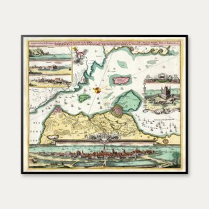 �resund 1720 - Historisk s�kort med K�benhavn og Sk�ne