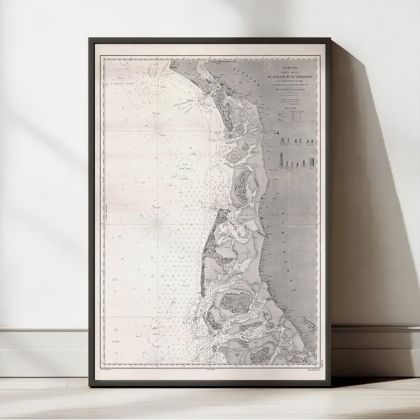 Nords�en 1877 - Fransk s�kort over Jyllands vestkyst og Slesvig