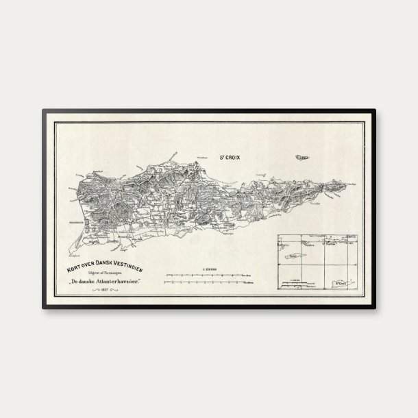 Dansk Vestindien 1907 - Historisk kort over St. Croix, St. Thomas og St. Jan