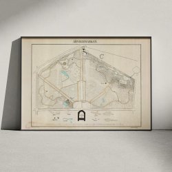 Sndermarken 1847 - Koloreret litografi af Frederiksberg Have