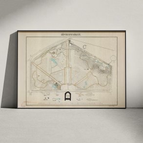 Sndermarken 1847 - Koloreret litografi af Frederiksberg Have