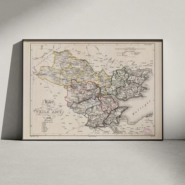 Vejle Amt 1827 - Kort &amp; plakat