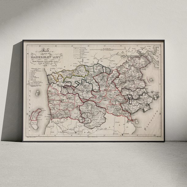 Haderslev Amt 1828 - Kort &amp; plakat