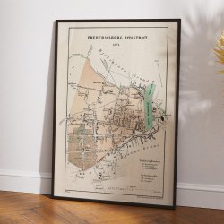 Frederiksberg Bydistrikt 1871 - Historisk bykort i farver