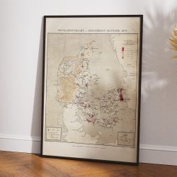 Populationskort over Danmark 1870