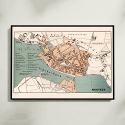 Nakskov, Vestlolland 1873 - Bykort i farver