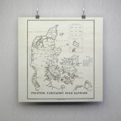 Politisk farvekort over Danmark 1875