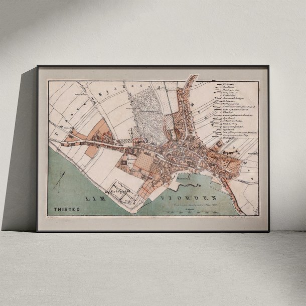 Thisted Bykort 1875 - Farvekort af A. Bull